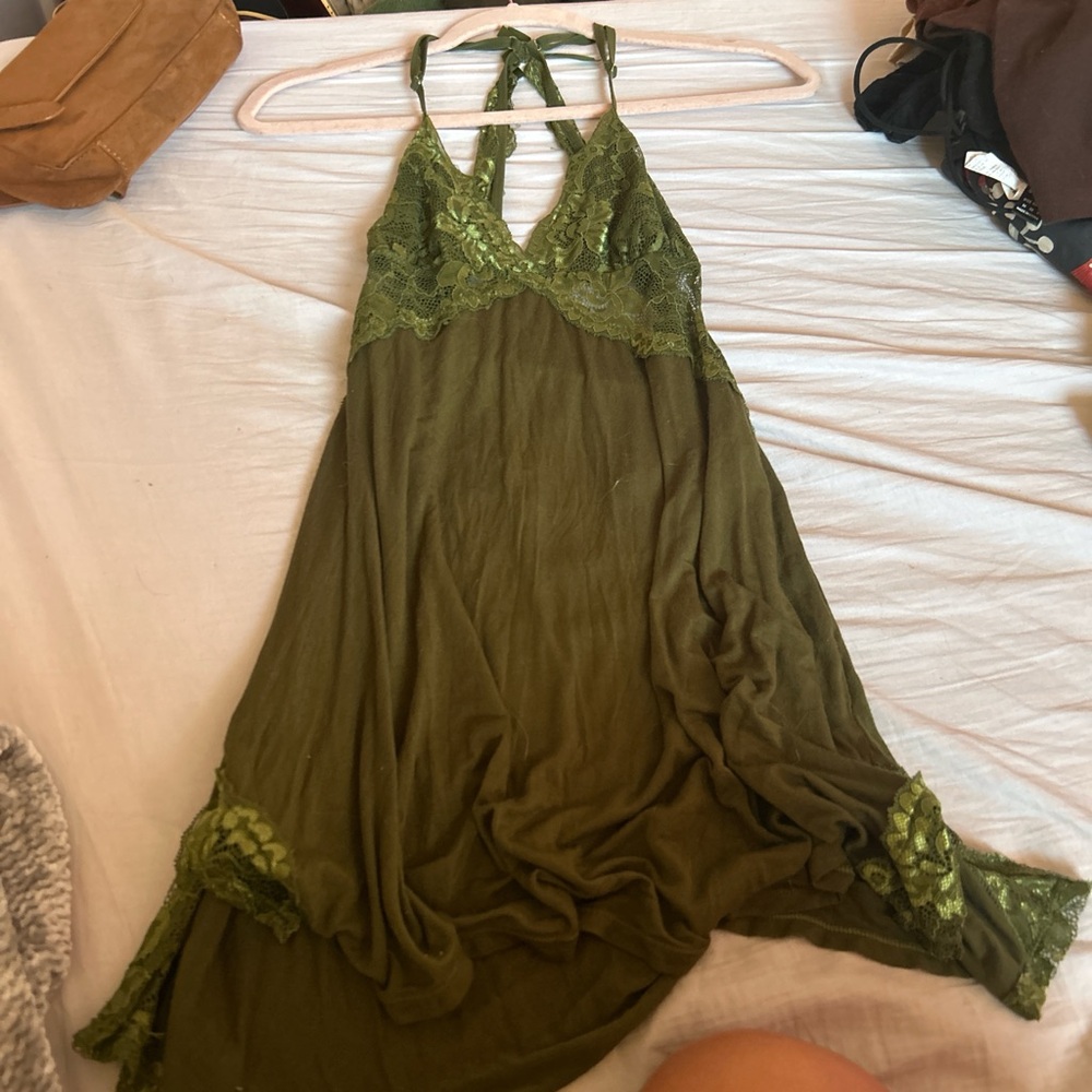 Amazon Avidlove Olive Lace Halter Dress